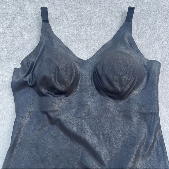 Knix Papaya Box Thong Bodysuit Shaper Faux Leather / Black Shimmer - Picture 5 of 10